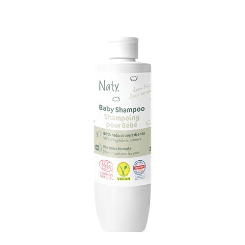 Naty Champú para Bebés 240 ml – Sin Lágrimas, Vegano, Sin Fragancia, Dermatológicamente Testado, Certificado COSMOS Natural, Para Cuero Cabelludo Sensible, Origen Natural, Botella Reciclada