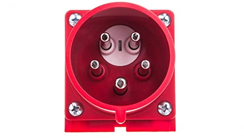 Fiche 32A 3 pôles neutre 400V 6h rouge interflex PCE mâle industrielle triphasée