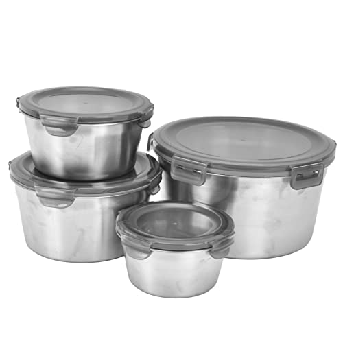 4 Stuks/set Roestvrijstalen Voedselopslagcontainers Met Deksels, Lunchbox Bentoboxen, Bewaarmaaltijd Versheid Container Voor Keuken, Buitenreizen, Magnetron-vriezer, Vaatwasmachinebestendig