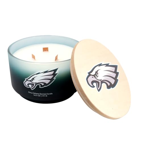Proformance Home NFL Philadelphia Eagles Glass Gradient 14.5oz Candle with Printed Wood Top