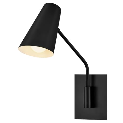 Hinkley Bray 16.75' Swing Arm Single Light Wall Sconce - Articulating Arm, On/Off Switch, Plug-in Cord, Damp Rated - Black Finish