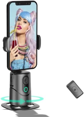 Auto Face Tracking Phone Holder,No App Required,360° Rotation Phone Camera Stand with Remote and Gesture Control, Smart Shooting Tripod for Vlog/TIK Tok Live Streaming YouTube Video Recording