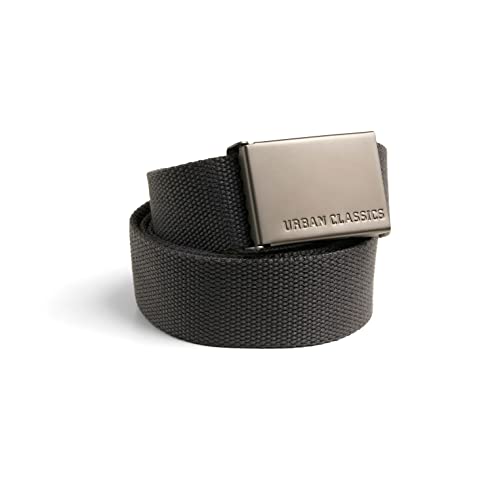 Urban Classics Canvas Belt Sangle en Toile Militaire Unisexe, Ajustable sans Trous, Boucle en Métal pour Homme et Femme, Ceinture Réglable, Charbon de Bois, Taille Unique Mixte