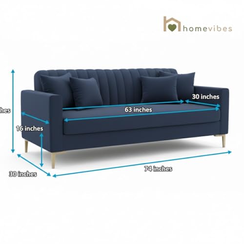 Image of 3+1+1 Seater Velum Fabric Sofa Set for Living Room, Modern Design with High Density Foam, Solid Wood Frame, Ergonomic Comfortable Seating for Home & Office (Blue, 3+1+1) | Soft foam comfort, Strong wood frame