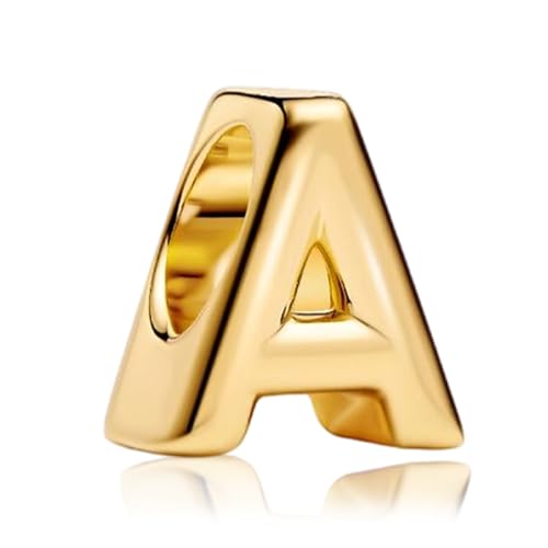 Gold Letter Charms A-Z for Bracelets 925 Sterling Silver Alphabet Initial Charms Beads Jewelry Gifts for Women