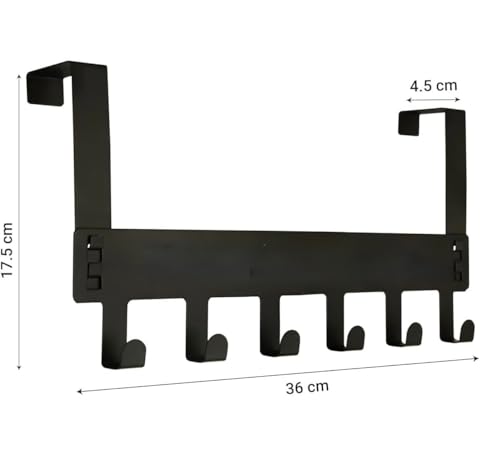 Image of Rorian 1 Pcs Over The Door Hanger, 7 Hook Design Versatile Door Hook Hanger Ideal for Organizing Clothes Perfect Door Hangers for Clothes and Accessories Heavy Duty Carbon Metal Home (Pack of 1)