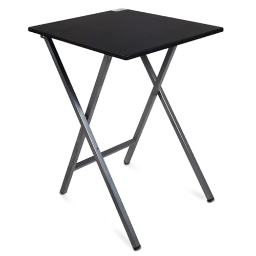 TIENDA EURASIA - Mesa Plegable Comedor | Estructura de Acero Resistente | Tablero de Madera MDF Cuadrada | Auxiliar de Cocina | Medida 48 x 48 x 65 cm (Negra)