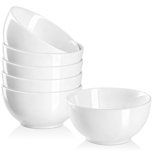 Yedio Small Bowls Set White Ceramic Bowls of 6 10 oz Porcelain Bowl for Kitchen Dessert Rice Side Dish Snack Soup Fruits Cereal Ice Cream Microwave Dishwasher Freezer Oven Safe Easy Clean Stackable