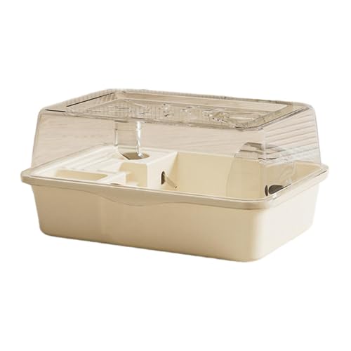 F Fityle Grande Cage à Hamster, Maison Transparente avec Bouteille d'eau, pour Hamster, Maison pour Animaux de Compagnie, Planeur de Sucre, Gerbilles, Beige,...