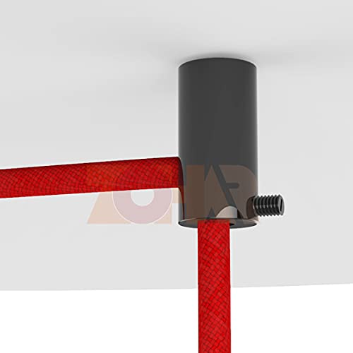 ZOHAR 2 Stück Deckenbefestigung Aufputz-Kabelhalter Wand- und Deckenpins Kabelaufhängung Kabelbefestigung Affenschaukel Kabelhänger mit Schrauben & Dübeln für Textilkabel Lampe DIY Schwarz