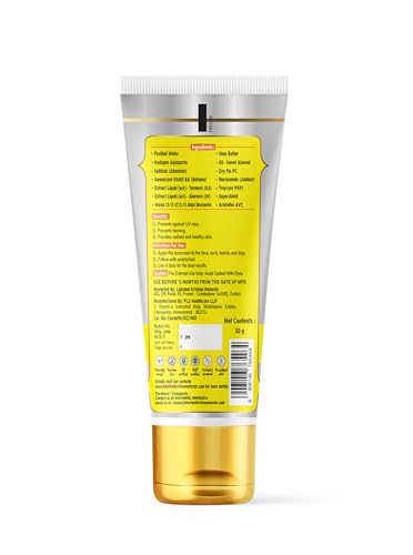 Image of Lakshmi Krishna Natural Sunscreen Spf 50-50G With Aqua, Avocado Oil, Glycerin, Triethanolamine, Edta, Cetyl, Titanium Dioxide, Zinc Oxide|Maximum Protection With Natural Ingredients|For All Skin Types