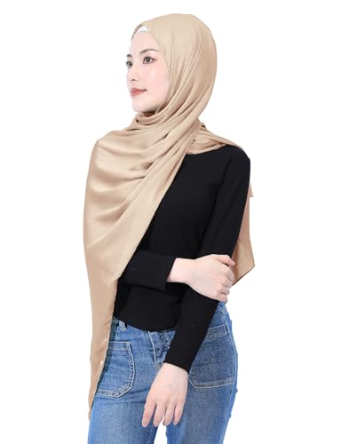 Luxury Silky Satin Hijab for Women, Shimmer Crinkle Muslim Head Scarf, Graceful Feminine Charm