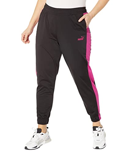 PUMA Tricot Pants avec bandes fuchsia contrastées sur tricot noir 1X