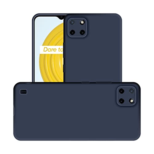 Image of Case Creation Liquid TPU Silicone Cover for Realme C11 2021 Soft Case,Anti-Dirty Slim Case Matte Candy TPU Raised Bezel (Splash of Color) Back Case Cover for Realme C11 2021 -Navy Electric Blue