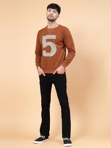 Image of Rigo Fleece Printed Round Neck Sweatshirt for Men | Full Sleeves Sweatshirt for Men | Casual Wear & Stylish Sweatshirts for Men