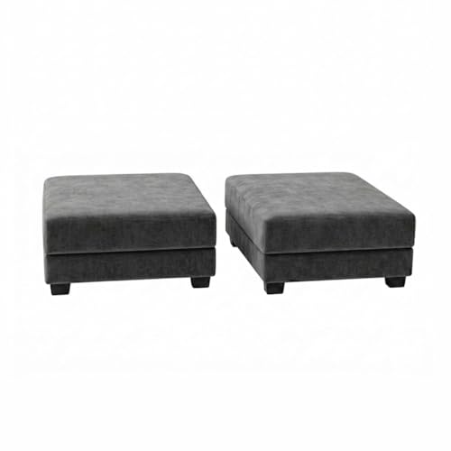 Image of SOCOZI Evanto 5 Seater L Shape Sofa Set with 2 Movable Ottomans | Flexible Layout| Soft Velvet Suede Fabric|Modern Sofa | Plush Comfort Cushions for Living Room (Dark Gray-Light Gray)