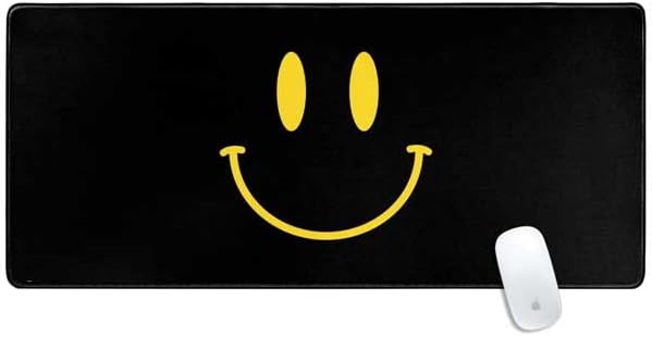 Skinit Extra Large Gaming Mouse Pad - Happy Face Pattern Design with Stitched Edges, Waterproof, Non-Slip Rubber Base, Desk Mat for Keyboard & Mouse, 35.75" x 15.4" inches