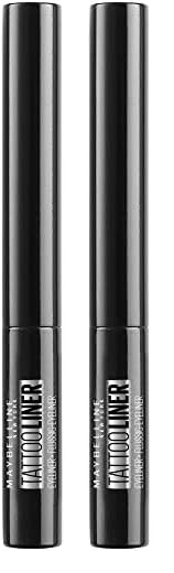 Maybelline New York Tattoo Studio, Eyeliner Semipermanente con Pincel, Tono Negro (Paquete de 2)