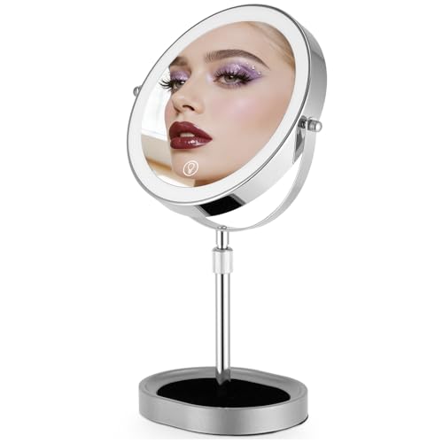 Espejo de Maquillaje Ajustable con Luz Recargable 8 pulgadas