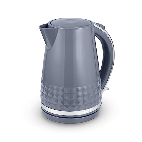 Tower T10075GRY Solitaire Kettle with 360° Swivel Base, Cord Storage, 1.5L, 3KW, Grey and Chrome Accents