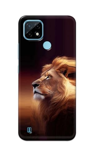 Image of PRINTFIDAA Printed Hard Back Cover Case for Realme C21 Back Cover (Danger Lion) -112