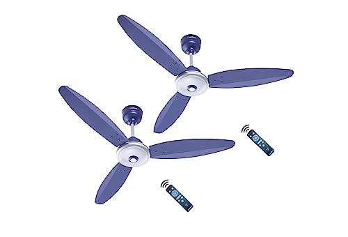 ACTIVA Gracia 1200MM Ceiling Fan | 3 Wider Blades | BLDC 28W Motor With LED Light | Energy Saving BEE 5 Star Rated Fan | Reversible Mode & Timer | 5 Y Warranty Pack of 2 - Silver Blue