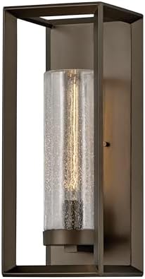 Hinkley Rhodes One Light Outdoor Large Wall Mount, Warm Bronze w/Clear Seedy Glass