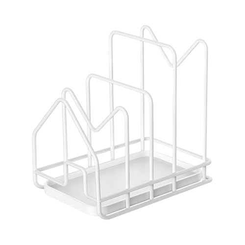 Naapesi Soporte para Tabla de Cortar, Estante para Tapas de Ollas, Organizador Bandejas Cocina, Separador de Sartenes, Ahorra Espacio en la Cocina, para Tapas de Sartén, Platos, Vajilla (Blanco)