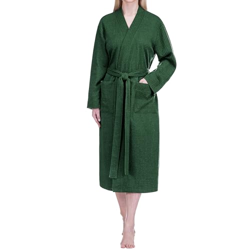 PAVILIA Green Women Waffle Knit Kimono Robe, Soft Cozy...