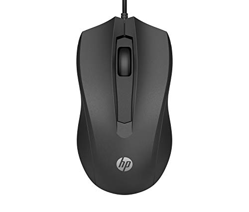 HP 100 - Ratón con Cable (1600 PPP, 2 Botones y Rueda de Desplazamiento, Conexión con cable USB, Windows 10; Windows 8;...