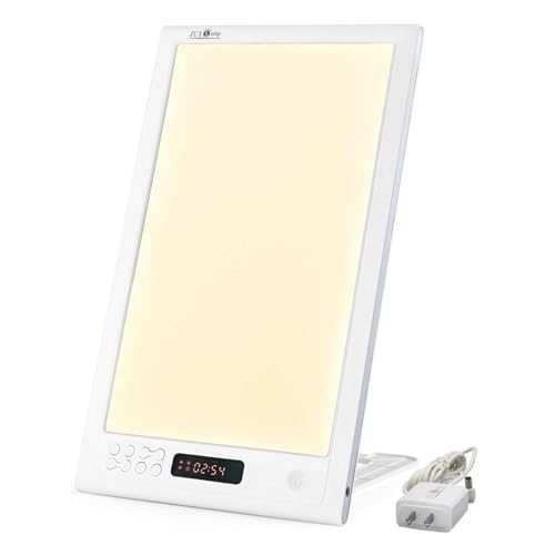 高照度 光 療法 12000lux フルスペクトル LED 光 目覚まし ライト 体内時計 がリセット 寝坊 夜勤 時差ぼけ に適し 光 目覚まし時計 自然音付き ベッドサイドランプ (DP-02)