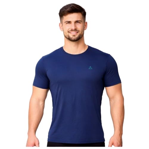 Men's Black Slim Fit Crew Neck T-Shirt, Cotton Blend, Short Sleeve, Casual Gym Wear-image-27