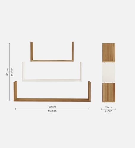 Image of Kite Multipurpose Modular Wall Racks /Shelves /Organiser /Decor Particle Board Wall Shelf (Number of Shelves - 3, Beige, White)