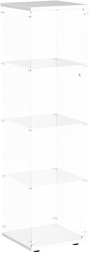 Miniatura 3 de FANYUSHOW Vitrina de cristal templado con 4 estantes con cerradura de seguridad, estante de exhibición de 0.197 in para sala de Blanco,Negro