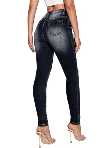 Image of KUNMI Women's Ripped Skinny Jeans Distressed Stretchy Denim Pants