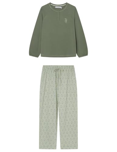 Women'secret Pijama Largo Daily Forest Collection Pyjama, Kaki, S para Mujer