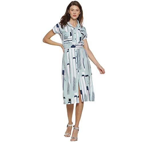 Image of PINACOLADA Women Abstract Print A-line Dress with Patch Pocket