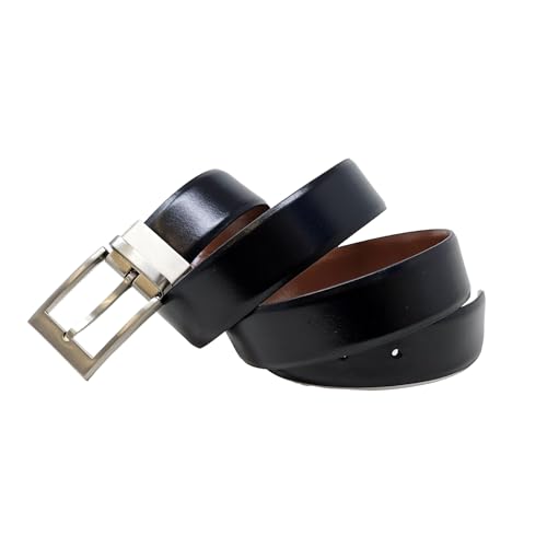 Mens Twist Reversible Black To Brown Leather Dress Belt 1.3" Wide With Removable Buckle Gift Box SB09 (X-Large (42" - 44"))3