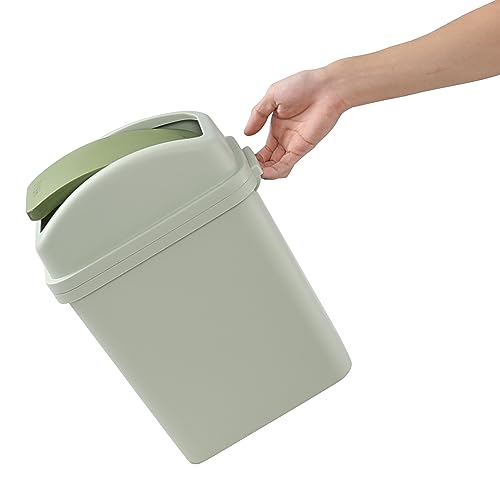 Caneca de basura plástica 1.8 galones con tapa basculante verde miniatura 4