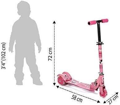 NexVox Nex Vox Kick Scooter for Kids 3 Wheeler Foldable Kick Skating Cycle with Brake and Bell, LED on Wheels and Height Adjustable for Boys and Girls for 3-7 Years (Pink) 3