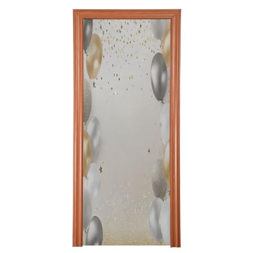 FLildon Birthday Balloons Theme Door Cover Decoration, Party Accessory Porch Decor for Festive Ornament Room Door Covers 32 x 79 Inch