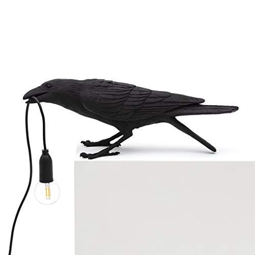 HENGGE Salon Résine Oiseau Noir Oiseau décoratif LED Accueil Lampe de Bureau Oiseaux Applique Murale Oiseaux Animaux Lampe Oiseaux Luminaires,Sitting