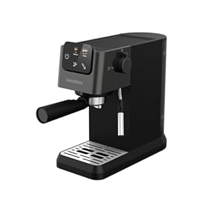 GRUNDIG KSM 4330 Siebträgermaschine mit Milchaufschäumdüse, Espressomaschine, für gemahlenen Kaffee, abnehmbarer Wassertank, Touch-Display, 1626 W Leistung, Memory Funktion, Schwarz