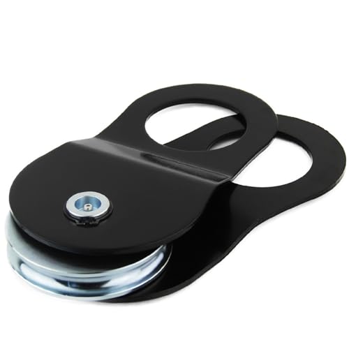 Bohaner Poulie de treuil robuste pour treuil tout-terrain, système de poulie de récupération 4 x 4, noir, double poulie pour usage commercial, industriel et...