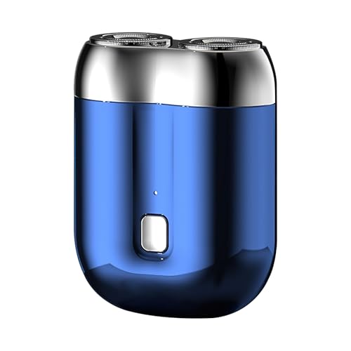 Reiserasierer,Rotierender Doppelkopf Elektrorasierer,Reise-Elektrorasierer,Tragbares Fellpflege-Gerät, Fortable Doppelkopf-Rasierer,Wasserdichter Wiederaufladbarer Reiserasierer (Blau)