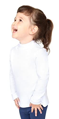 Lilax Girls Basic Long Sleeve Mock Turtleneck Cotton T-Shirt 4T White