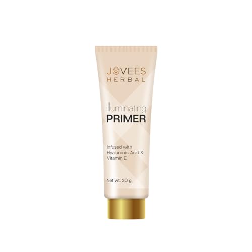 Jovees Herbal Illuminating Primer Infused with Hyaluronic Acid & Vitamin E | Hydrating & Smooth Natural Finish | Light Weight Formula | Natural Tint, 30gm