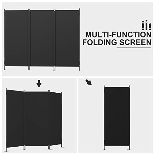 Jaxpety 3 Panel Room Divider Folding Privacy Screen Portable Wall Divider Freestanding Partition Home Office Dorm Separation, Black #TOP6