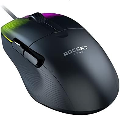 Roccat Kone Pro Lightweight Ergonomic Optical Performance Gaming Mouse With Rgb Lighting, Black Wired