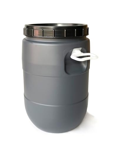JARDIN202 - Bidon de boca ancha de 30 litros | Con Asas | Gris y Negro